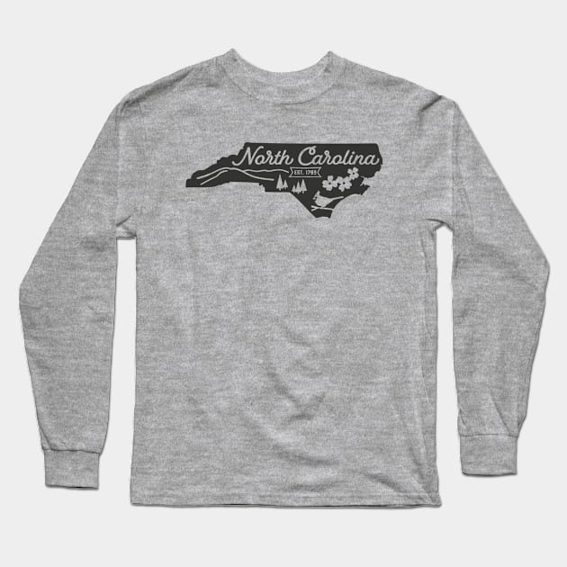 State of North Carolina Graphic Tee Long Sleeve T-Shirt by MN Favorites